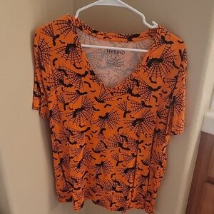 Women's Orange And Black Halloween Top 🦇